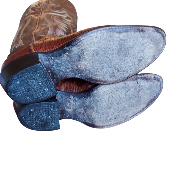 Tony Lama Vintage Black Label 8540 Brown Leather Exotic Teju Lizard Western - Picture 13 of 16